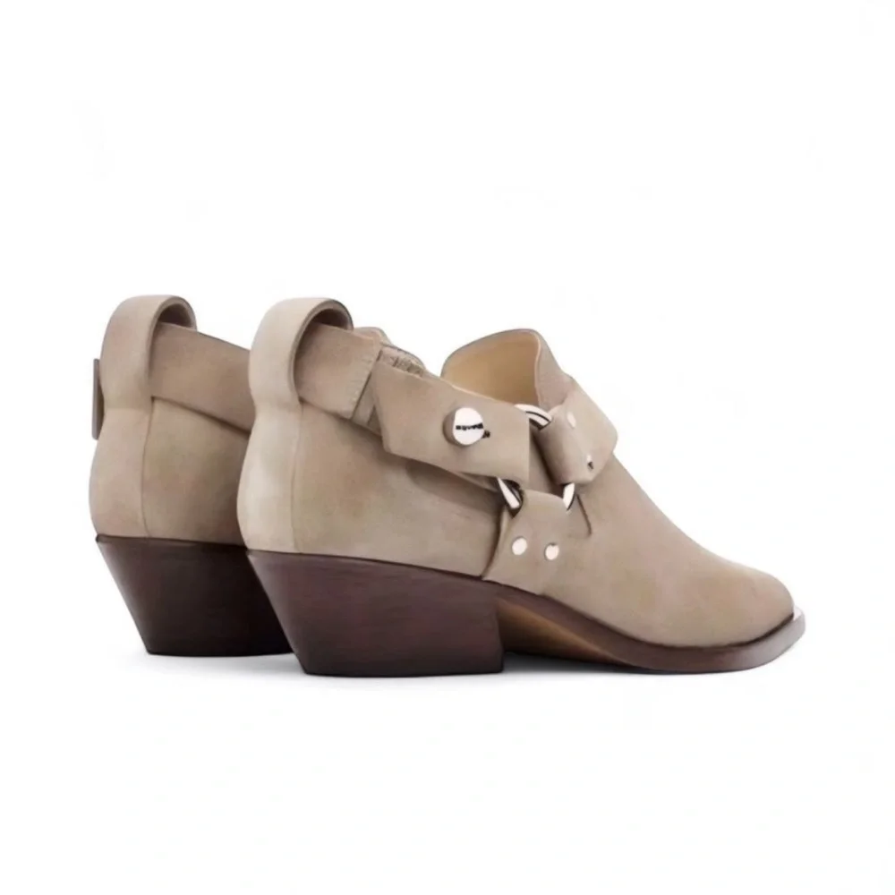 Rag & Bone Light Sand Westin Harness Suede Ankle Boots size 39.5